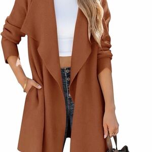 Zesica Rust Colored Open Front Cardigan